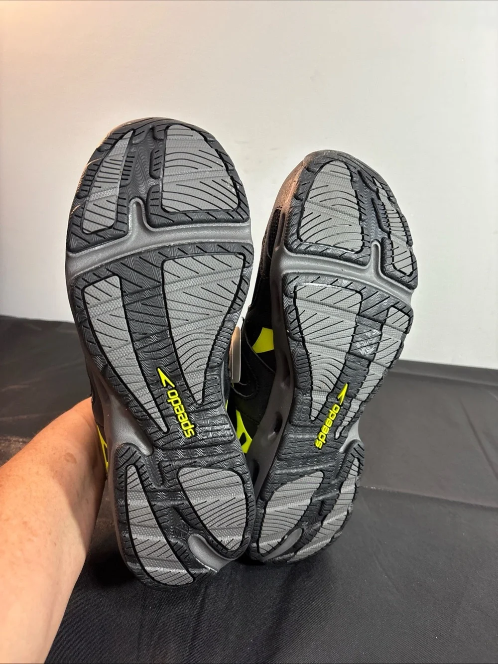 Speedo Men's Black & Yellow Swim Sneakers - Quick-Dry Water Shoes. 9/16